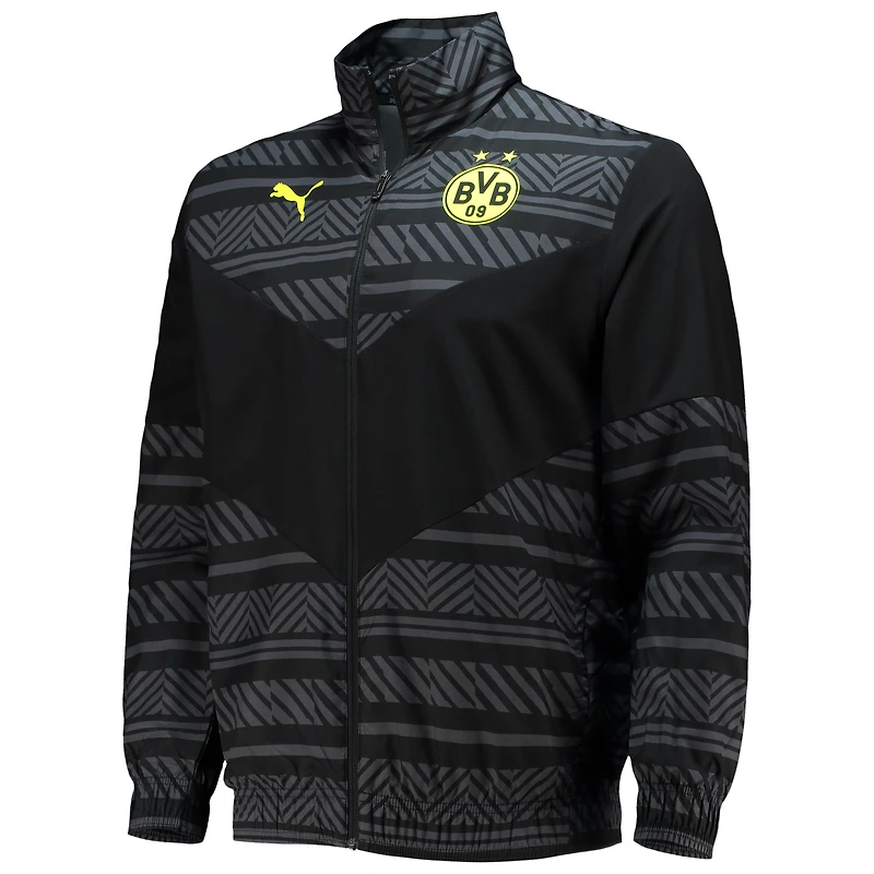 Veste d'avant-match entièrement zippée Borussia Dortmund 2022/23 Puma pour homme, noire