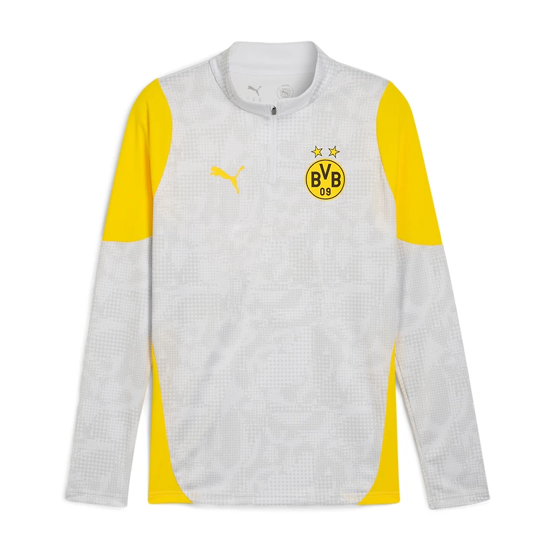 Haut d'avant-match dryCell à quart de zip pour homme Puma gris Borussia Dortmund 2025/26
