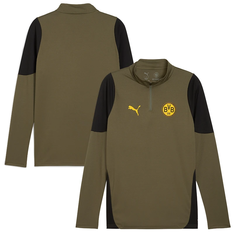 Men's Puma Green Borussia Dortmund 2025/26 Pre-Match dryCell Quarter-Zip Top