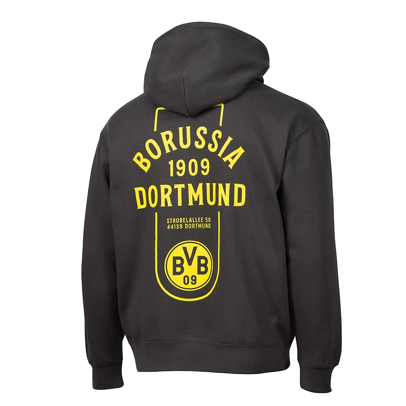 Men's Sport Design Sweden  Charcoal Borussia Dortmund Streetwear Relaxed Pullover Hoodie