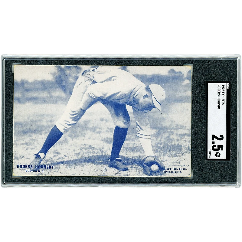 Carte Rogers Hornsby Boston Braves 1928, authentifiée SGC n° NNO (2,5 pouces).
