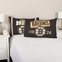 Ensemble de deux taies d'oreiller noires des Bruins de Boston (20'' x 30'')