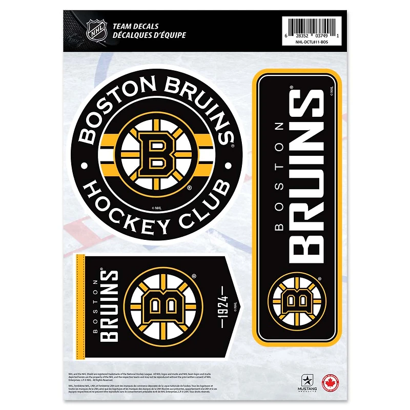 Ensemble de décalcomanies pour ventilateur 8" x 11" Black Boston Bruins