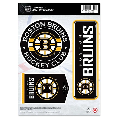 Ensemble de décalcomanies pour ventilateur 8" x 11" Black Boston Bruins