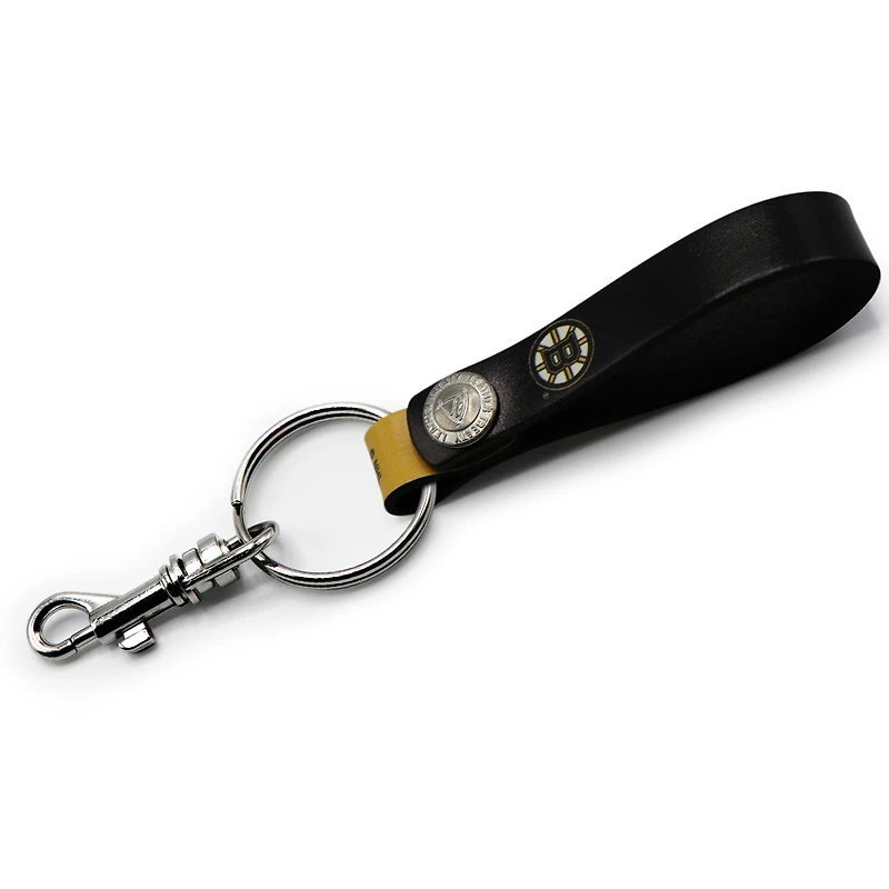 Porte-clés à boucle en cuir personnalisé des Bruins de Boston noirs