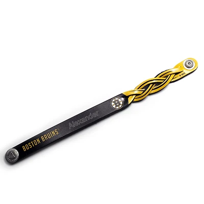 Bracelet tressé en cuir noir des Bruins de Boston