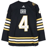 Maillot adidas authentique noir dédicacé par Bobby Orr des Boston Bruins pour le 100e anniversaire