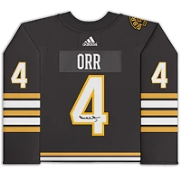 Maillot adidas authentique noir dédicacé par Bobby Orr des Boston Bruins pour le 100e anniversaire
