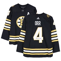Maillot adidas authentique noir dédicacé par Bobby Orr des Boston Bruins pour le 100e anniversaire
