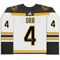 Maillot authentique adidas blanc autographié par Bobby Orr des Bruins de Boston