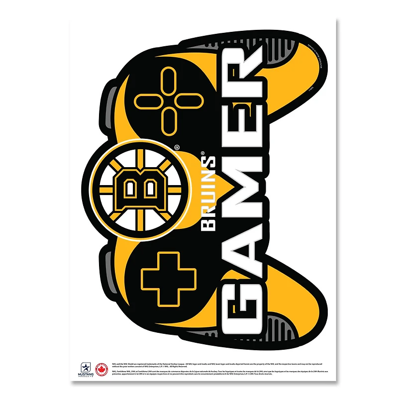 Bruins de Boston - Décalcomanie murale 16'' x 22'' Controller Gamer