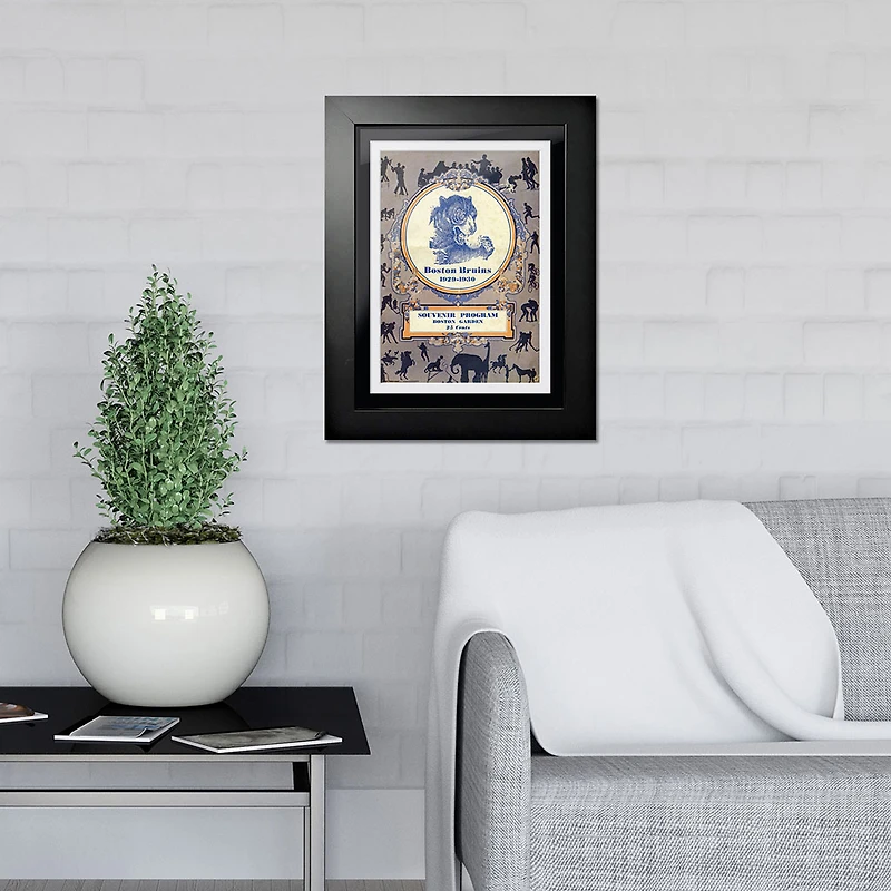 Boston Bruins 1929 Souvenir Program - Couverture de programme encadrée de 12 po x 16 po
