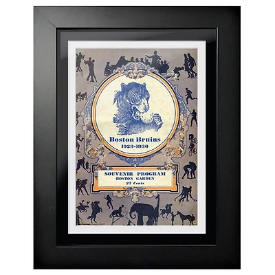 Boston Bruins 1929 Souvenir Program - Couverture de programme encadrée de 12 po x 16 po