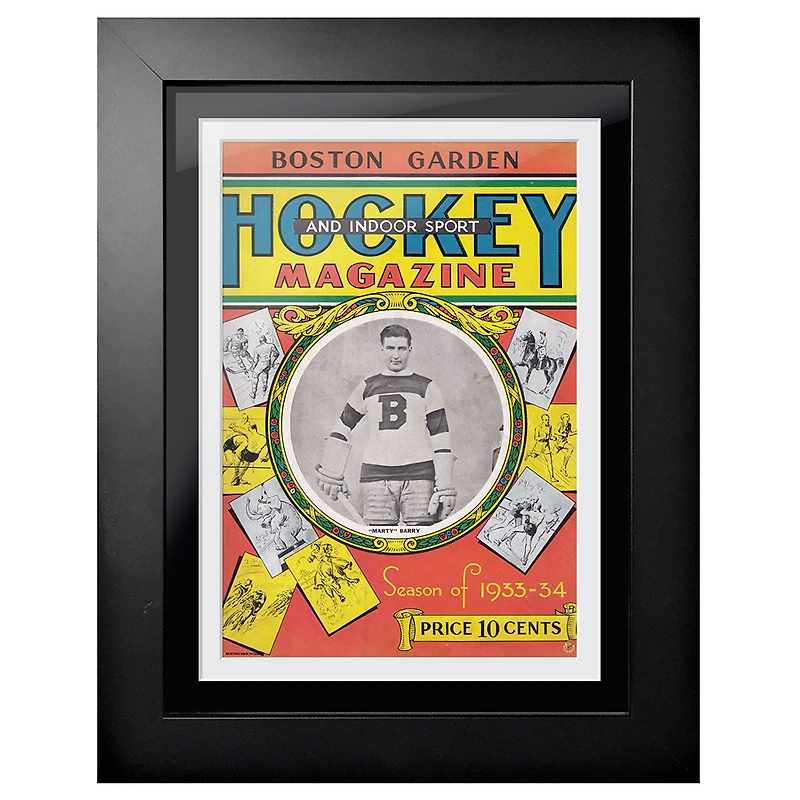 Boston Bruins 1933 Boston Garden Hockey Magazine - Couverture de programme encadrée 12 '' x 16 ''