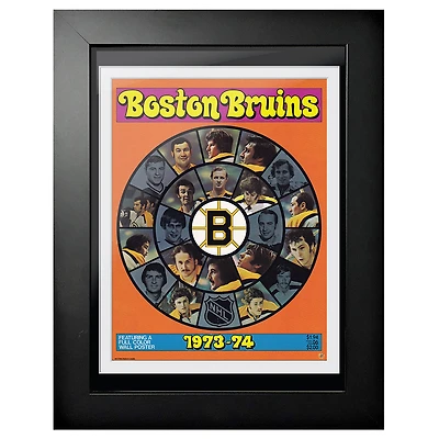 Roue de joueur de saison des Bruins de Boston 1973 - Couverture de programme encadrée de 12'' x 16''