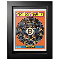Roue de joueur de saison des Bruins de Boston 1973 - Couverture de programme encadrée de 12'' x 16''