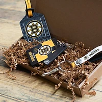 Bruins de Boston - Coffret cadeau trois pièces en cuir avec étiquette personnalisée
