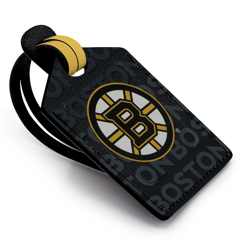 Bruins de Boston - Coffret cadeau trois pièces en cuir avec étiquette personnalisée