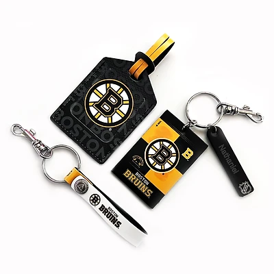 Coffret cadeau trois pièces en cuir des Bruins de Boston avec étiquette personnalisée
