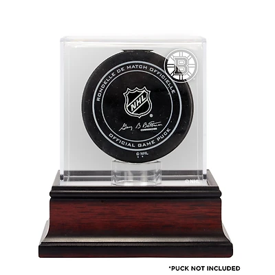 Boston Bruins Mahogany Hockey Puck Logo Display Case