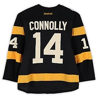 Maillot noir Reebok n° 14 de Brett Connolly (Bruins de Boston) porté à l'entraînement contre les Canadiens de Montréal le 1er janvier 2016 - Classique hivernale de la LNH - Porté pendant l'échauffement