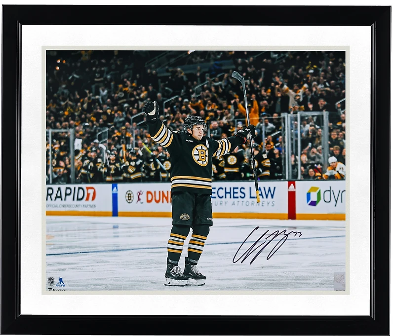 Charlie McAvoy Boston Bruins Autographed 16" x 20" Black 100th Anniversary Jersey Celebrating Photograph