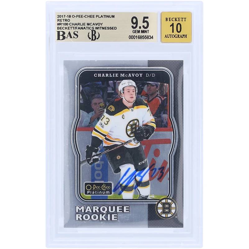 Charlie McAvoy Boston Bruins Autographed 2017-18 Upper Deck O-Pee-Chee Platinum Retro #R-100 Beckett Fanatics Witnessed Authenticated /10 Rookie Card