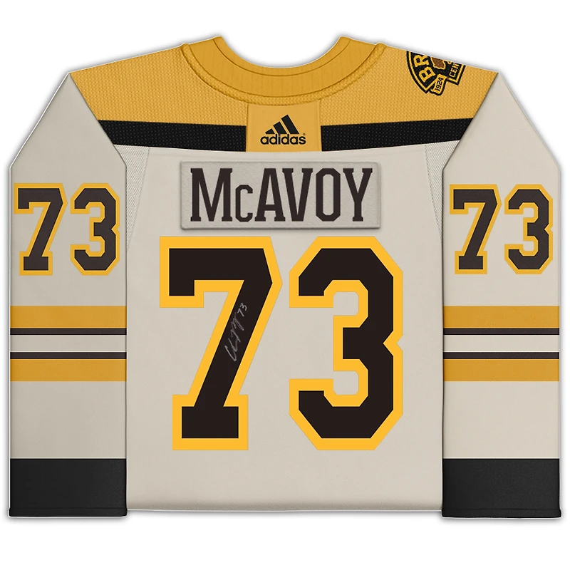 Charlie McAvoy Boston Bruins Autographed Beige Alternate adidas Authentic Jersey with 100th Anniversary Patch