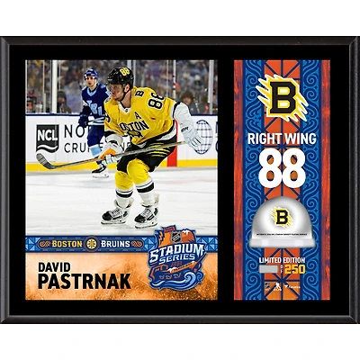 David Pastrnak Boston Bruins 2026 NHL Stadium Series 12" x 15" Sublimated Plaque with Game-Used Ice - Limited Edition of 250
