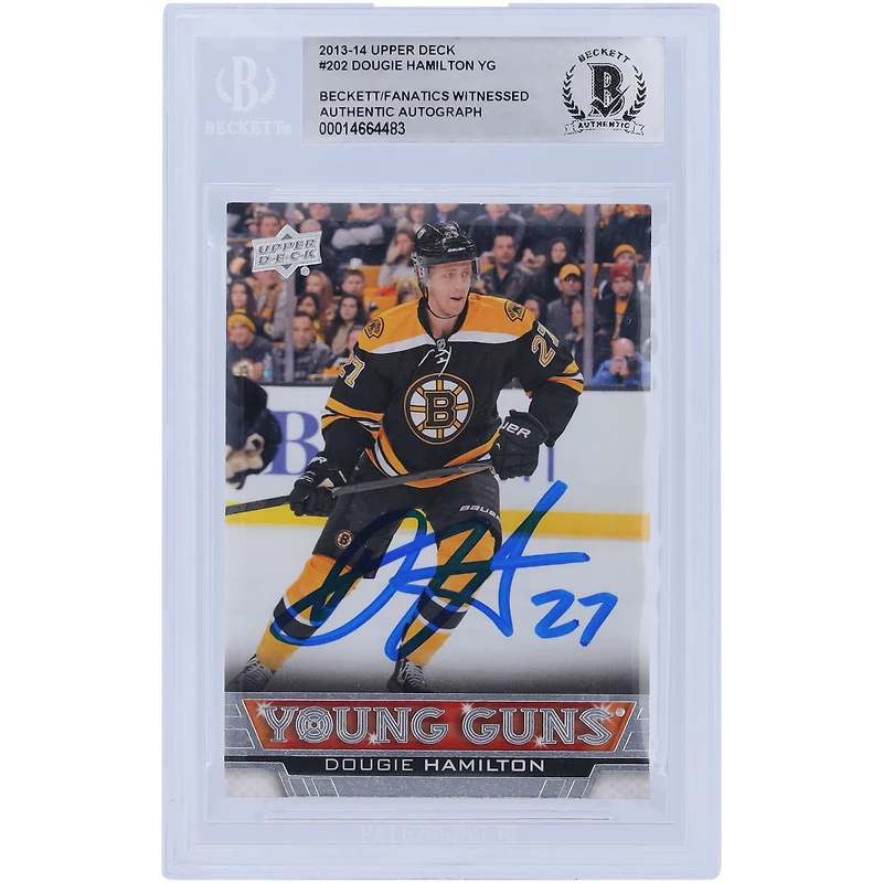 Dougie Hamilton Boston Bruins Autographed 2013-14 Upper Deck Young Guns #202 Beckett Fanatics Witnessed Authenticated Rookie Card