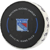 Elias Lindholm Boston Bruins Game-Used Goal Puck vs. New York Rangers on January 2, 2025