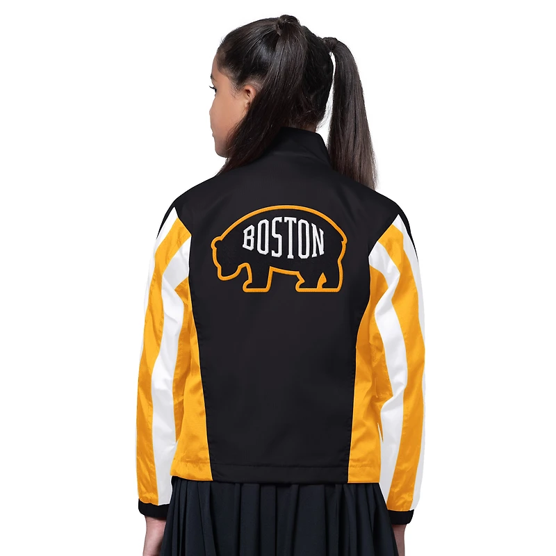 Girls Starter  Black/Gold Boston Bruins Key Player Half Zip Jacket