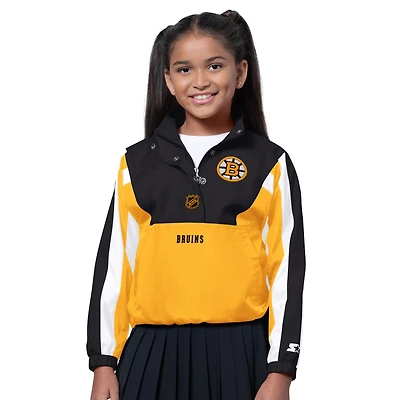 Girls Starter Black/Gold Boston Bruins Key Player Half Zip Jacket