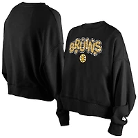 Sweat-shirt à paillettes noir Boston Bruins pour jeunes filles New Era