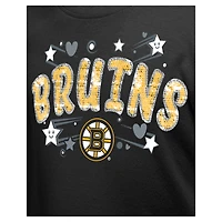 T-shirt à paillettes noir pour fille New Era des Bruins de Boston