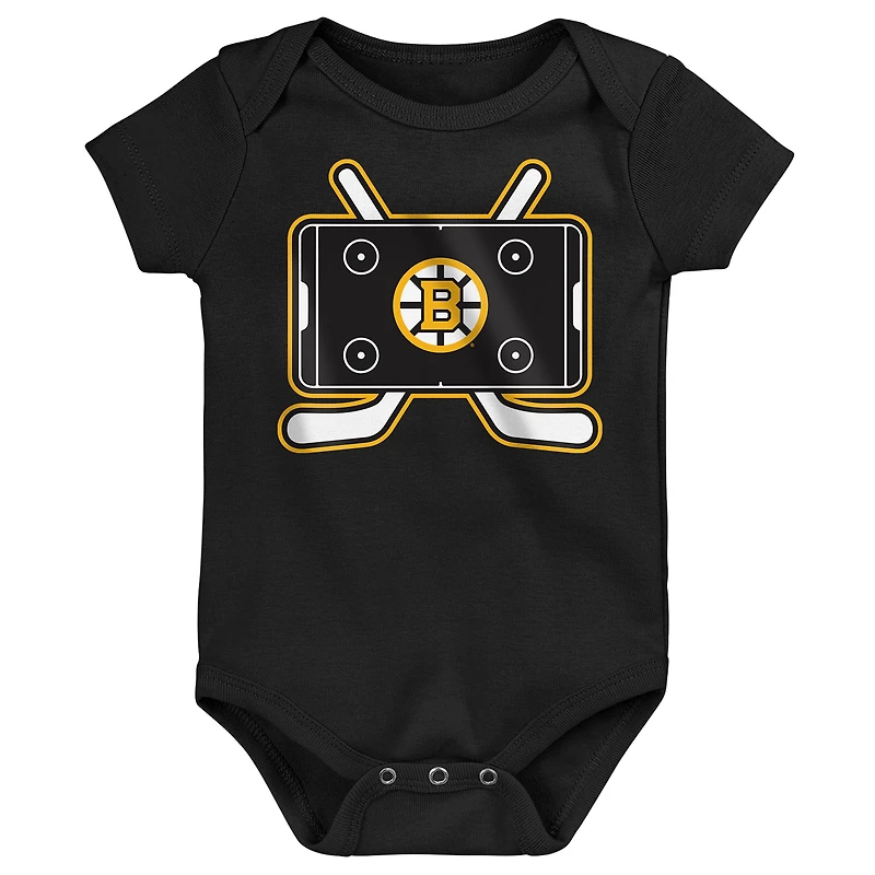 Ensemble de trois bodies Outerstuff Boston Bruins Littlest Player pour bébés et nouveau-nés