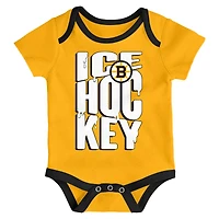 Ensemble de body trois pièces pour nourrisson et nouveau-né Outerstuff Boston Bruins Triple Heading