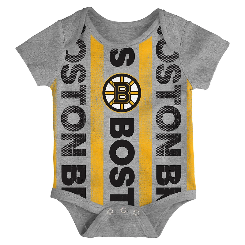 Infant  Boston Bruins Loyal Buddies Three-Pack Bodysuit Set