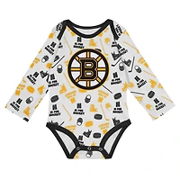 Body à manches longues pour bébé blanc Boston Bruins Quick Learner