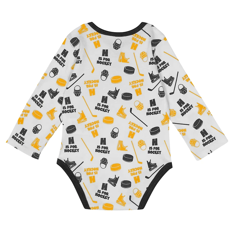 Body à manches longues pour bébé blanc Boston Bruins Quick Learner