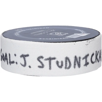 Jack Studnicka Boston Bruins Game-Used Goal Puck from September 28 2021 vs. New York Rangers