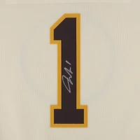 Maillot alternatif beige adidas autographié par Jeremy Swayman des Bruins de Boston, commémorant le 100e anniversaire