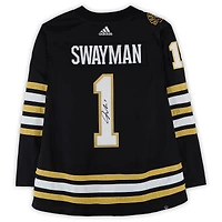 Maillot noir adidas autographié de Jeremy Swayman, des Bruins de Boston, commémorant le 100e anniversaire