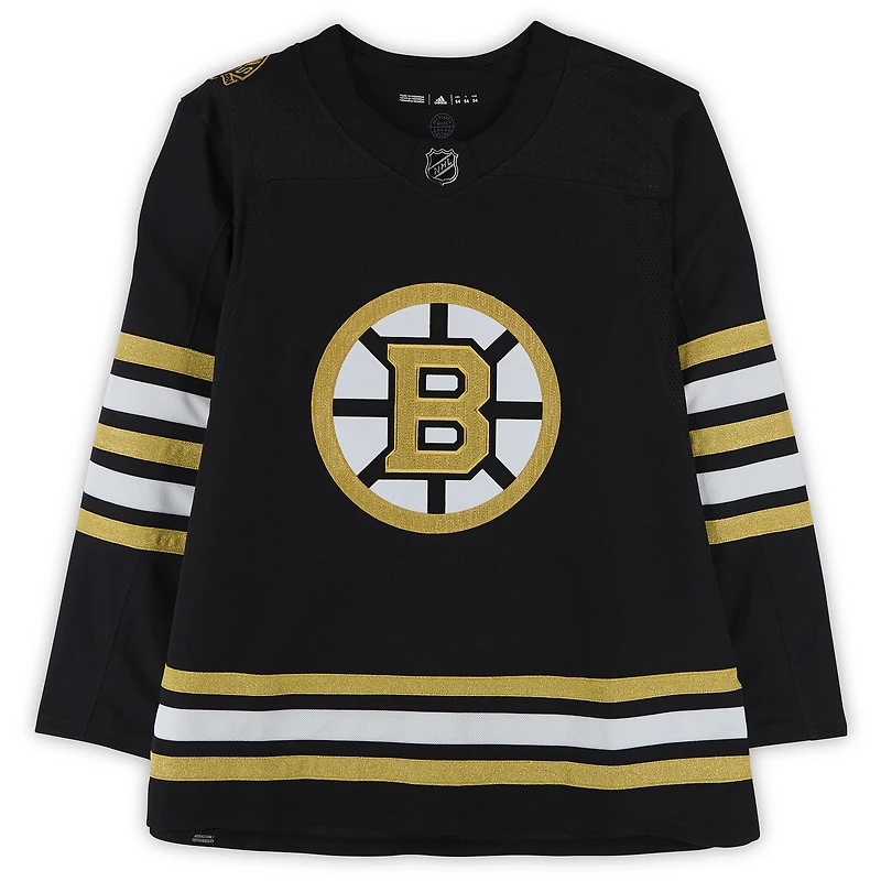 Jeremy Swayman Boston Bruins Autographed 100th Anniversary Black adidas Jersey
