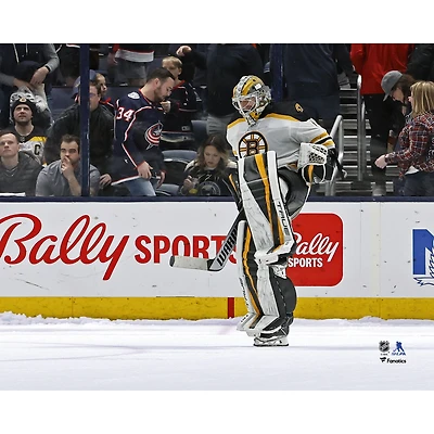 Jeremy Swayman Boston Bruins Unsigned Celebrates After Shootout Win Photograph