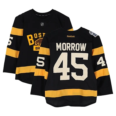 Joe Morrow Boston Bruins Practice-Used #45 Black Reebok Jersey vs. Montreal Canadiens on January 1, 2016 - NHL Winter Classic - Worn During Warm-Ups