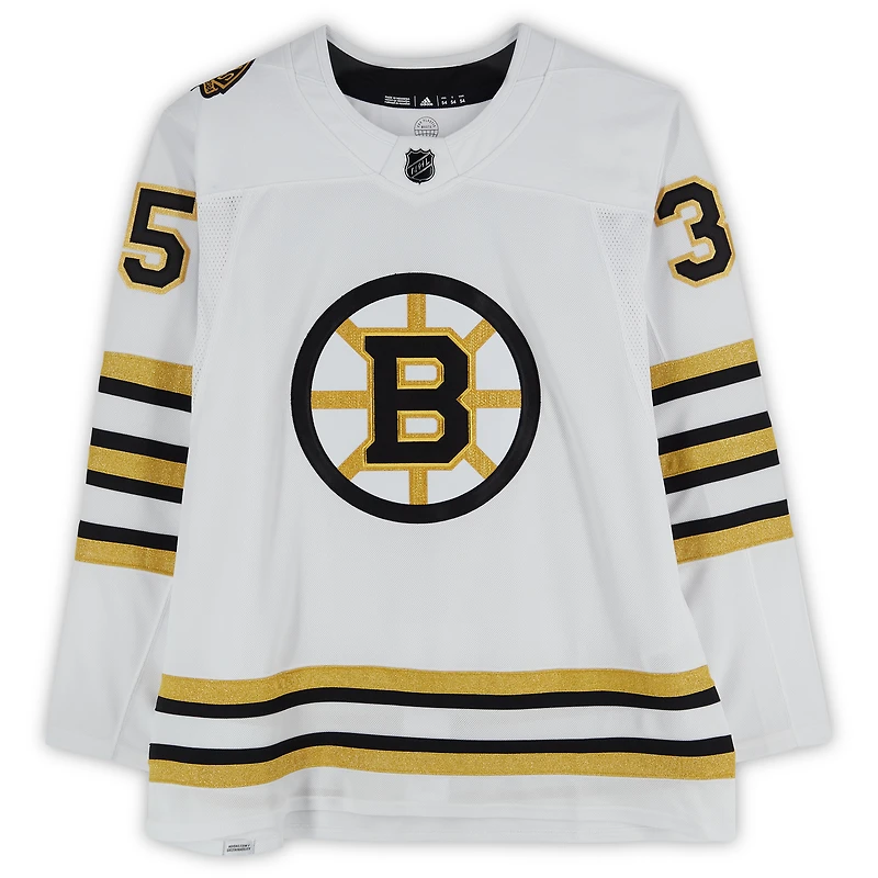 Linus Ullmark Boston Bruins Autographed 2023-24 White adidas Authentic Jersey with 100th Anniversary Patch
