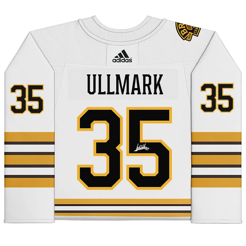 Linus Ullmark Boston Bruins Autographed 2023-24 White adidas Authentic Jersey with 100th Anniversary Patch