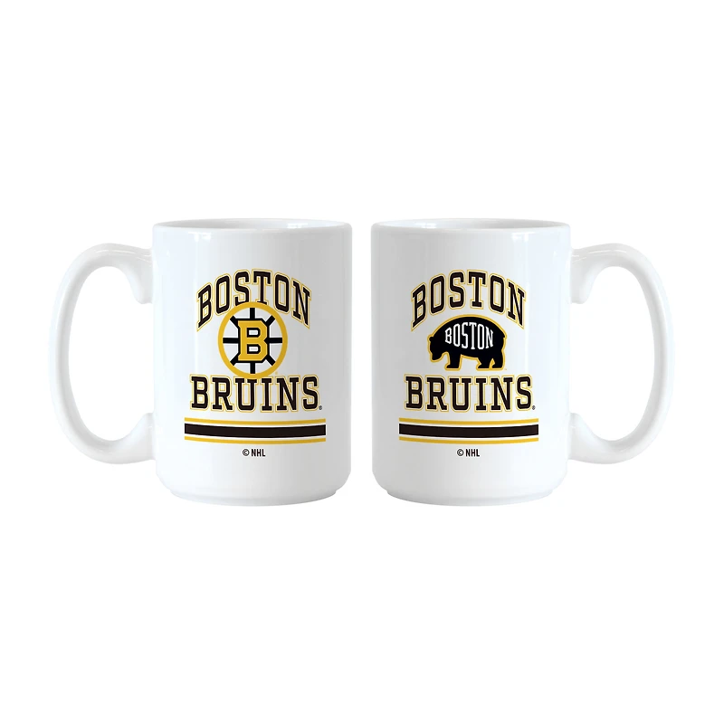 Ensemble de tasses Logo Brands Boston Bruins 15 oz. Modèles actuels et rétro