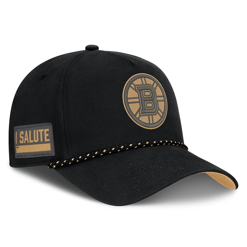 Men's Fanatics Black Boston Bruins Military Appreciation Authentic Pro A-Frame Adjustable Hat